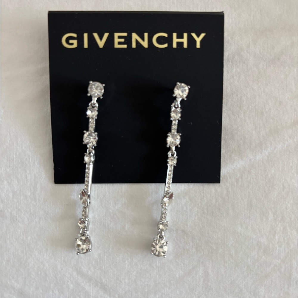 Givenchy Silver Crystal Drop Earrings Beautiful